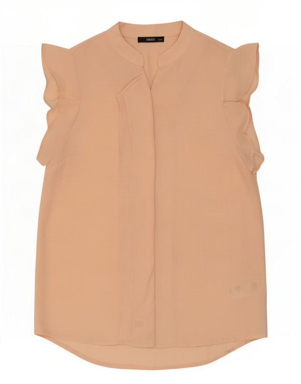 Oasis Damen Kurzarm-Hemdbluse UK 10 Small Rosa Polyester
