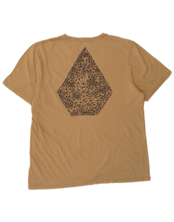 Volcom Herren Modern Fit Graphic T-Shirt Top Large Beige Baumwolle