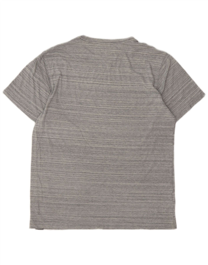 EDDIE BAUER Herren T-Shirt-Oberteil aus mittelgrauer Nadelstreifen-Baumwolle