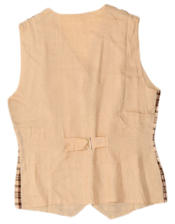 Vintage Damen Weste UK 12 Medium Beige Karo