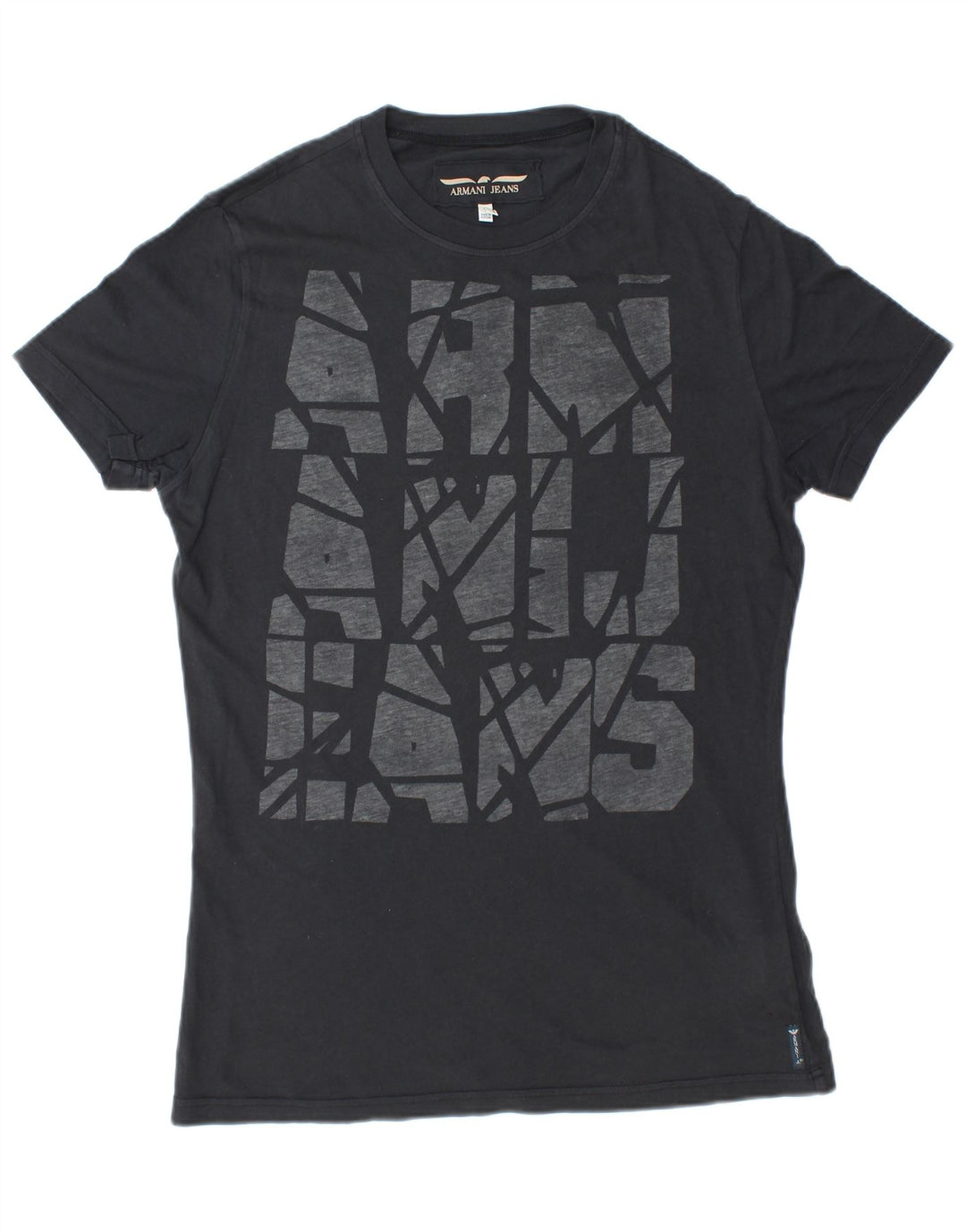 ARMANI JEANS Herren-T-Shirt mit Grafik, groß, aus schwarzer Baumwolle