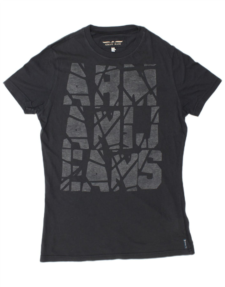 ARMANI JEANS Herren-T-Shirt mit Grafik, groß, aus schwarzer Baumwolle