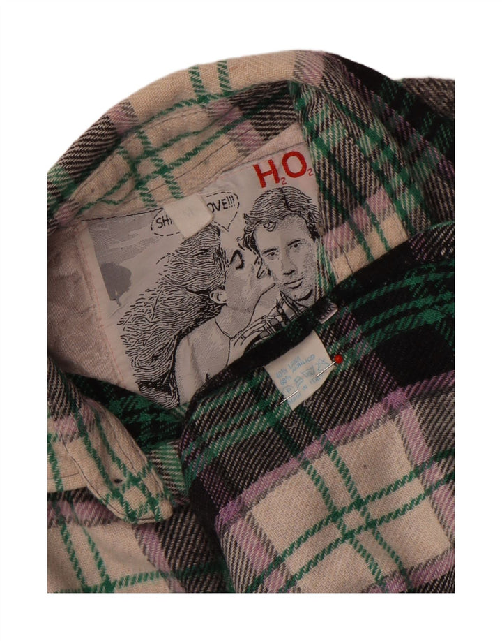 Vintage Herren-Flanellhemd, mittelgroß, mehrfarbig, kariert, Wolle