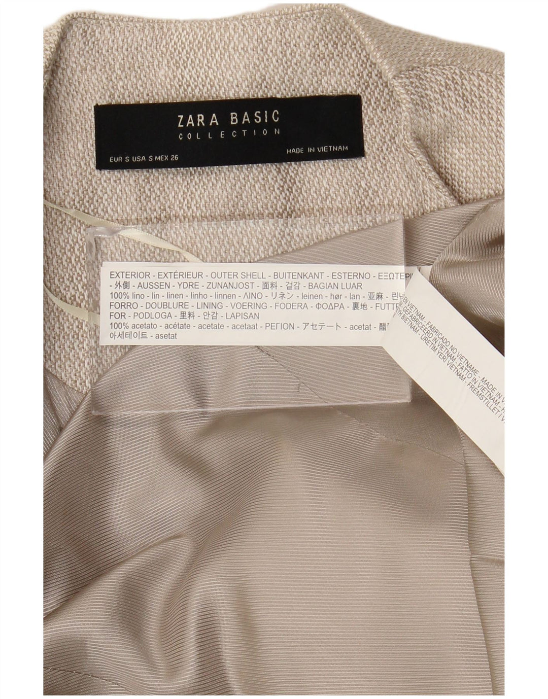 Zara Womens Open Overcoat UK 10 Small Beige Leinen
