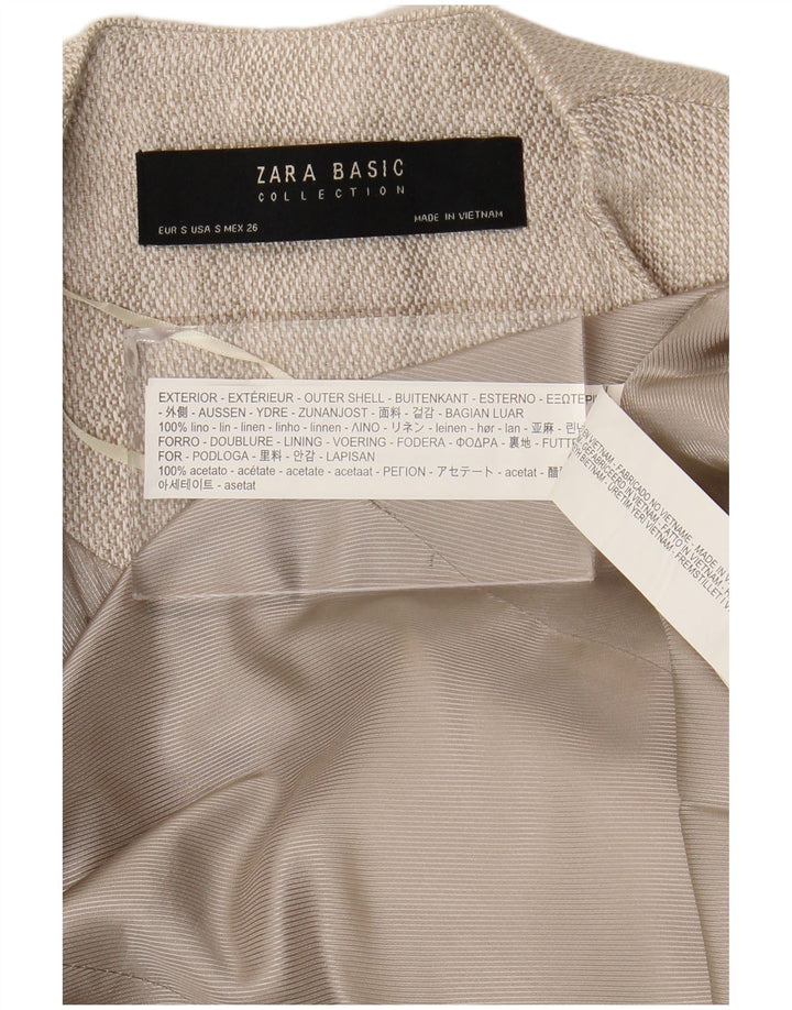Zara Womens Open Overcoat UK 10 Small Beige Leinen