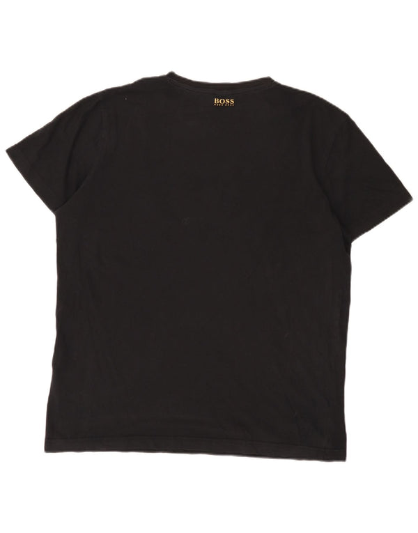 Hugo Boss Herren-T-Shirt mit Grafik, groß, aus schwarzer Baumwolle