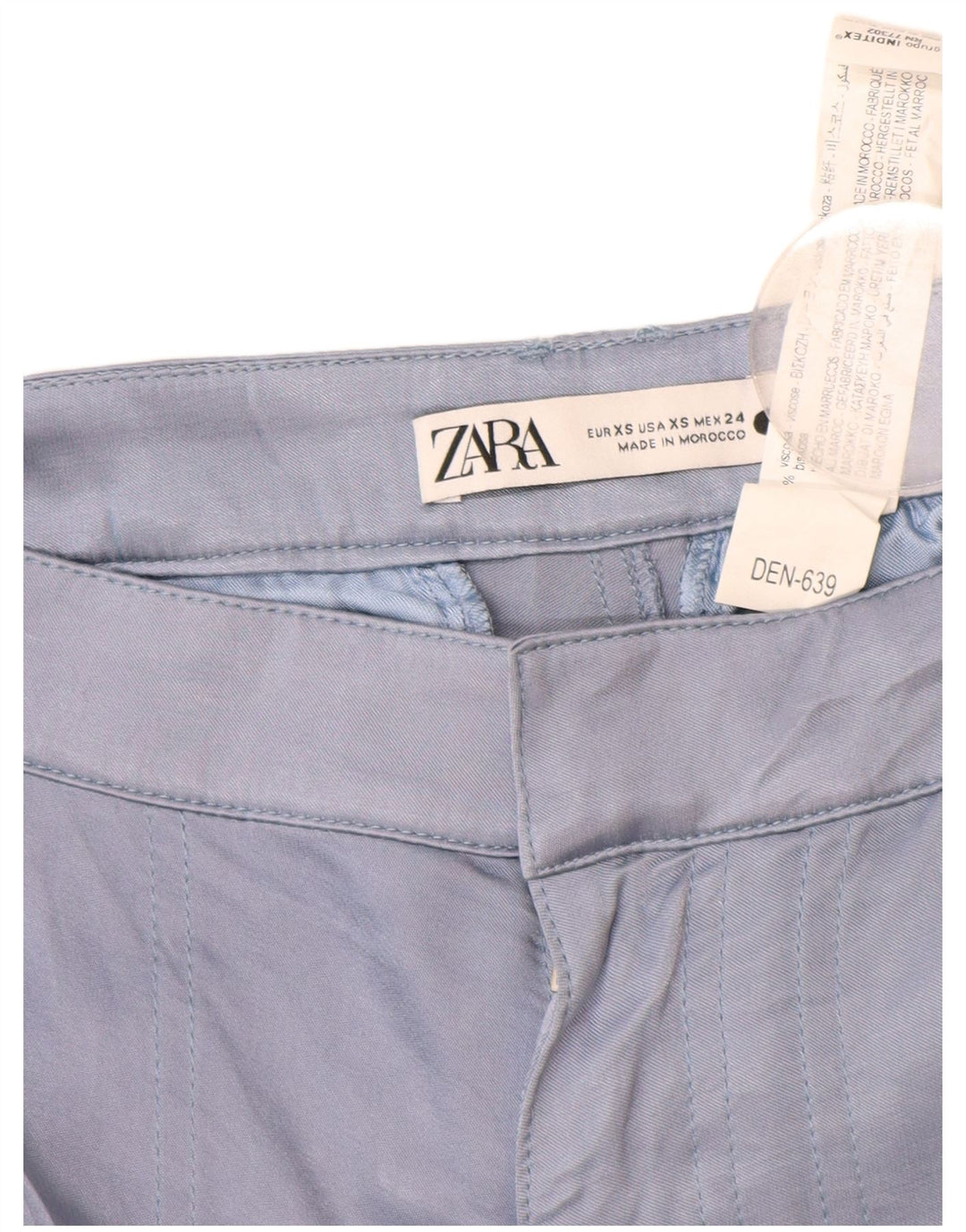 ZARA Damen Gerade Cargohose XS W24 L30 Blaue Viskose