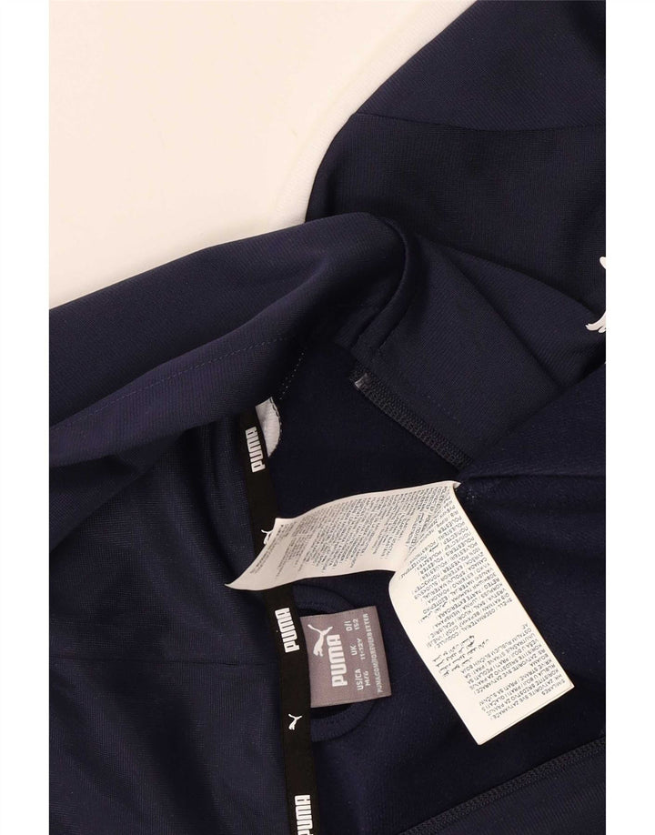 Puma Jungen-Kapuzenpullover mit Reißverschluss, 11–12 Jahre, marineblaues Farbblock-Polyester