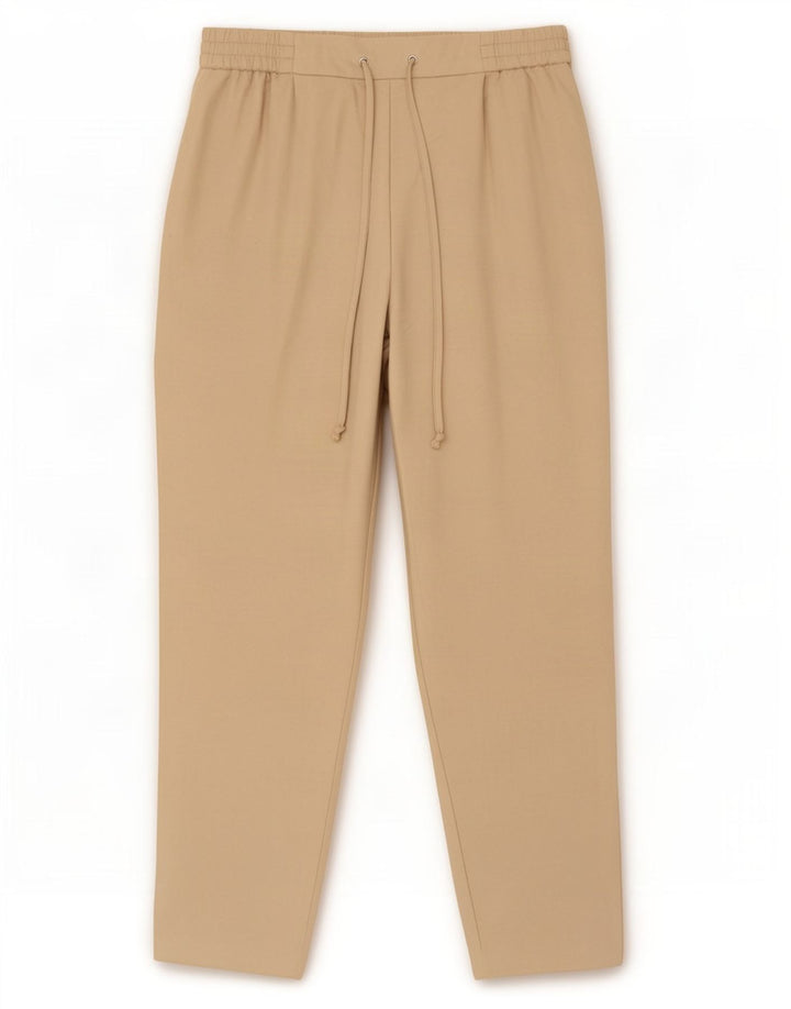 Zara Damen-Hose mit Pegged, kurz geschnitten, mittelgroß, W30, L26, Beige, Polyester