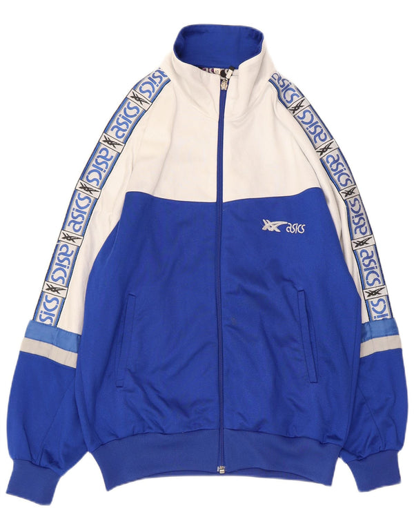 ASICS Damen-Trainingsanzugoberteil mit Grafik, IT 42, Mittelblau, Farbblock