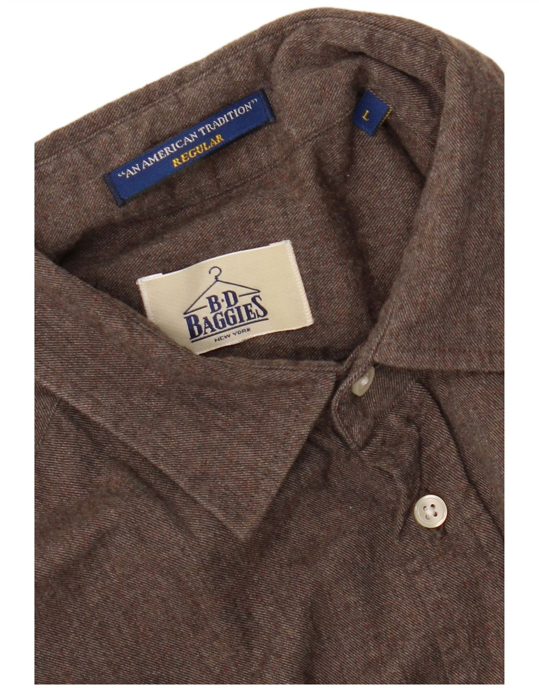 B.D. BAGGIES Herren-Flanellhemd mit normaler Passform, Größe L, Braun