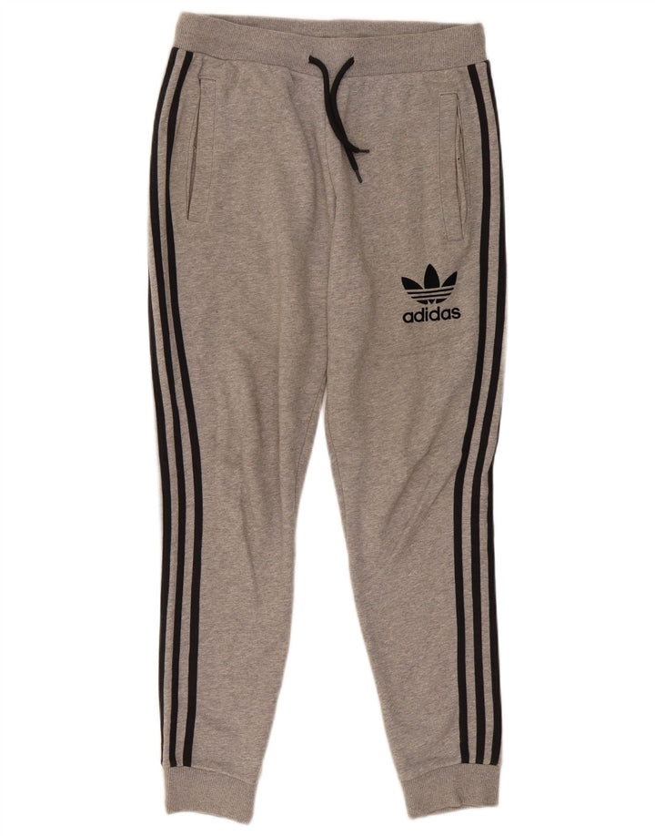 Adidas Herren-Trainingshose, Jogginghose, mittelgrau gefleckte Baumwolle