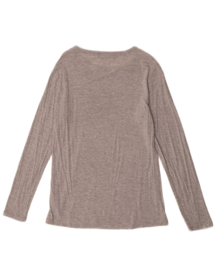 Marks & Spencer Damen Top Langarm UK 14 Mittelgrau Modal