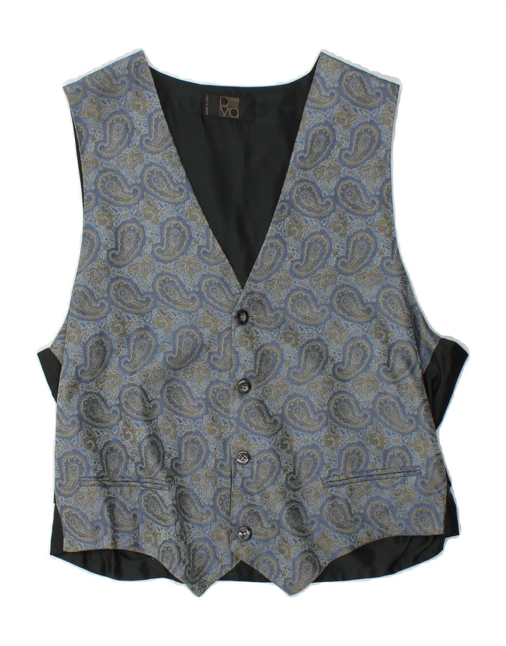 DIVISION VOGUE Mens Waistcoat IT 50 Medium Grey Paisley Silk Vintage Division Vogue and Second-Hand Division Vogue from Messina Hembry 