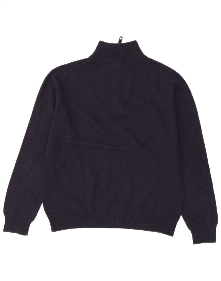 GANT Herren-Pullover mit Reißverschluss am Hals, mittlere marineblaue Lammwolle