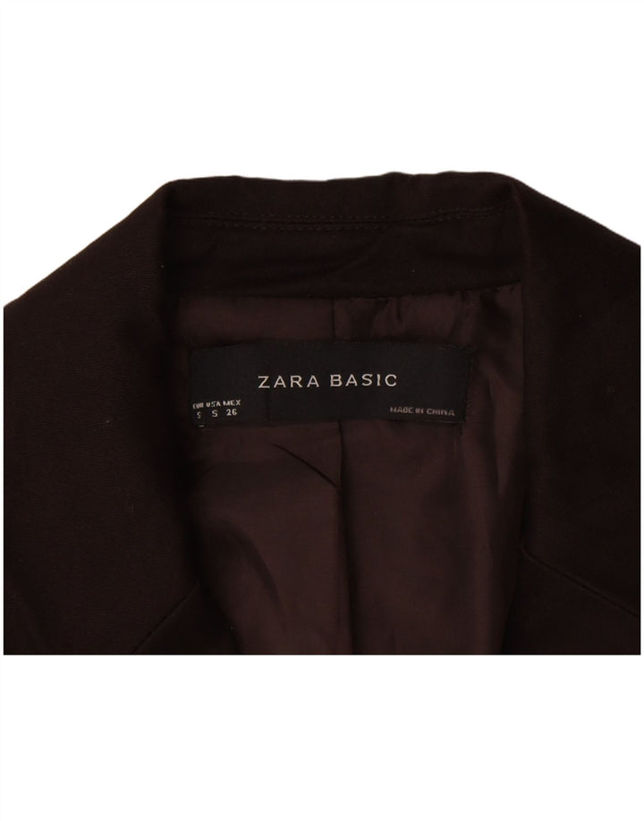 Zara Damen 1-Knopf-Blazer-Jacke, UK 10, kleine braune Baumwolle