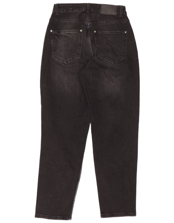 Zara Womens High Waist Tapered Jeans EU 36 XS W26 L28 Black Cotton