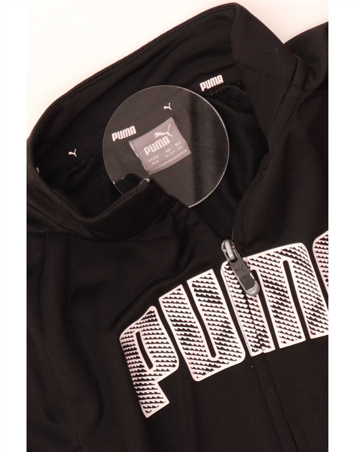 Puma Jungen Grafik-Trainingsanzug-Top-Jacke, 11–12 Jahre, Schwarz