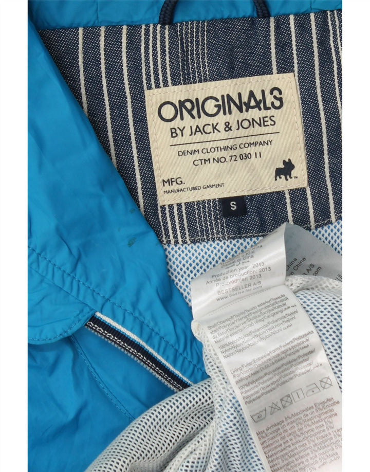 Jack & Jones Herren-Regenjacke mit Kapuze, UK 36, kleines blaues Nylon
