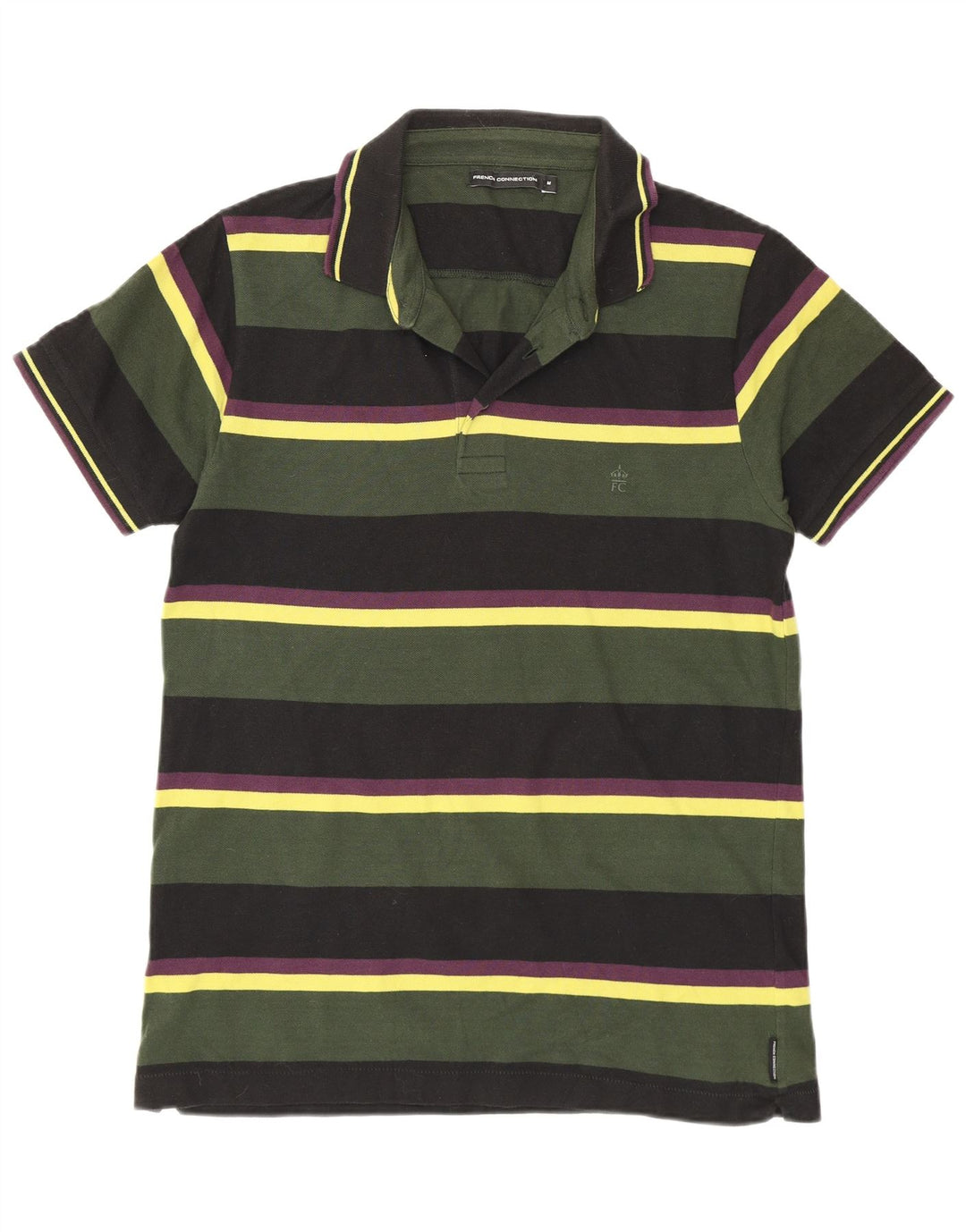 French Connection Herren-Poloshirt mit normaler Passform, mittelgrün, gestreift, Baumwolle