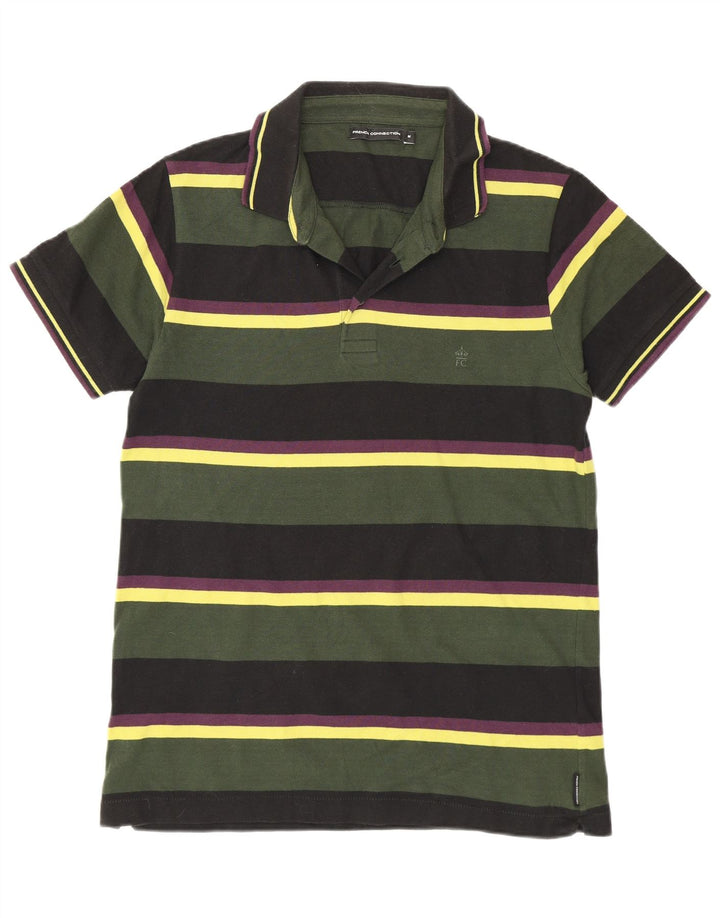 French Connection Herren-Poloshirt mit normaler Passform, mittelgrün, gestreift, Baumwolle
