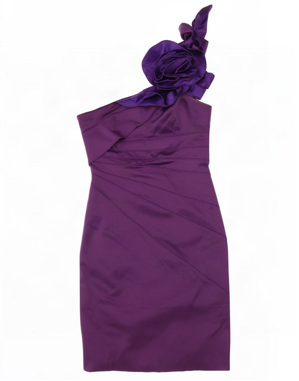 Karen Millen Damen One-Shoulder-Kleid UK 14 Large Lila Colourblock