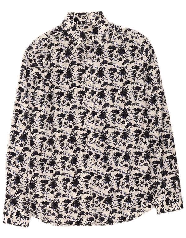 Jack & Jones Herrenhemd aus mittelweißer, geblümter Baumwolle