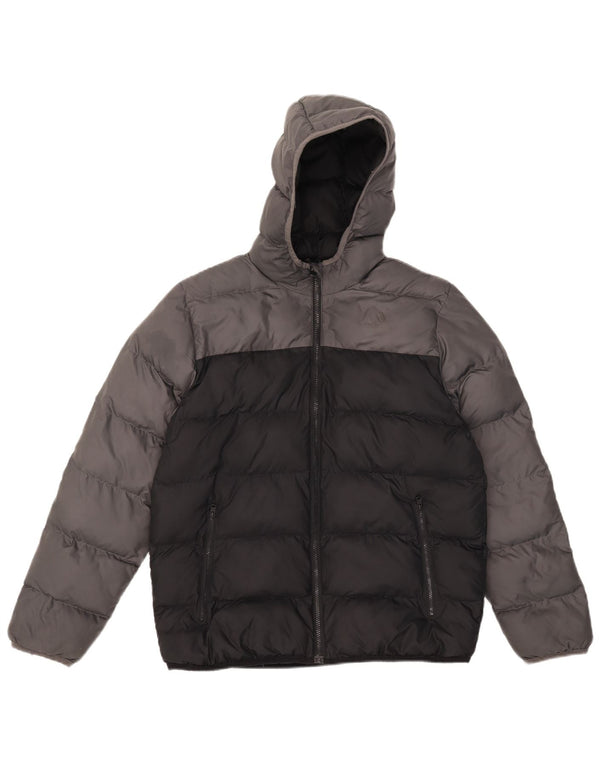 Adidas Wattierte Jacke mit Kapuze für Jungen, 13–14 Jahre, graues Colourblock-Polyester