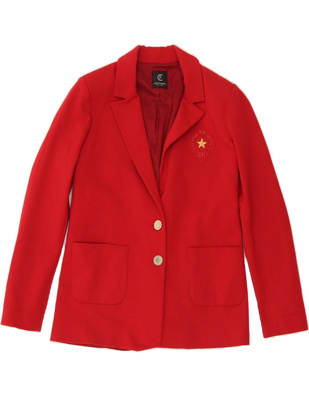 CRISTINAEFFE Womens 2 Button Blazer Jacket IT 42 Medium Red Viscose Vintage Cristinaeffe and Second-Hand Cristinaeffe from Messina Hembry 