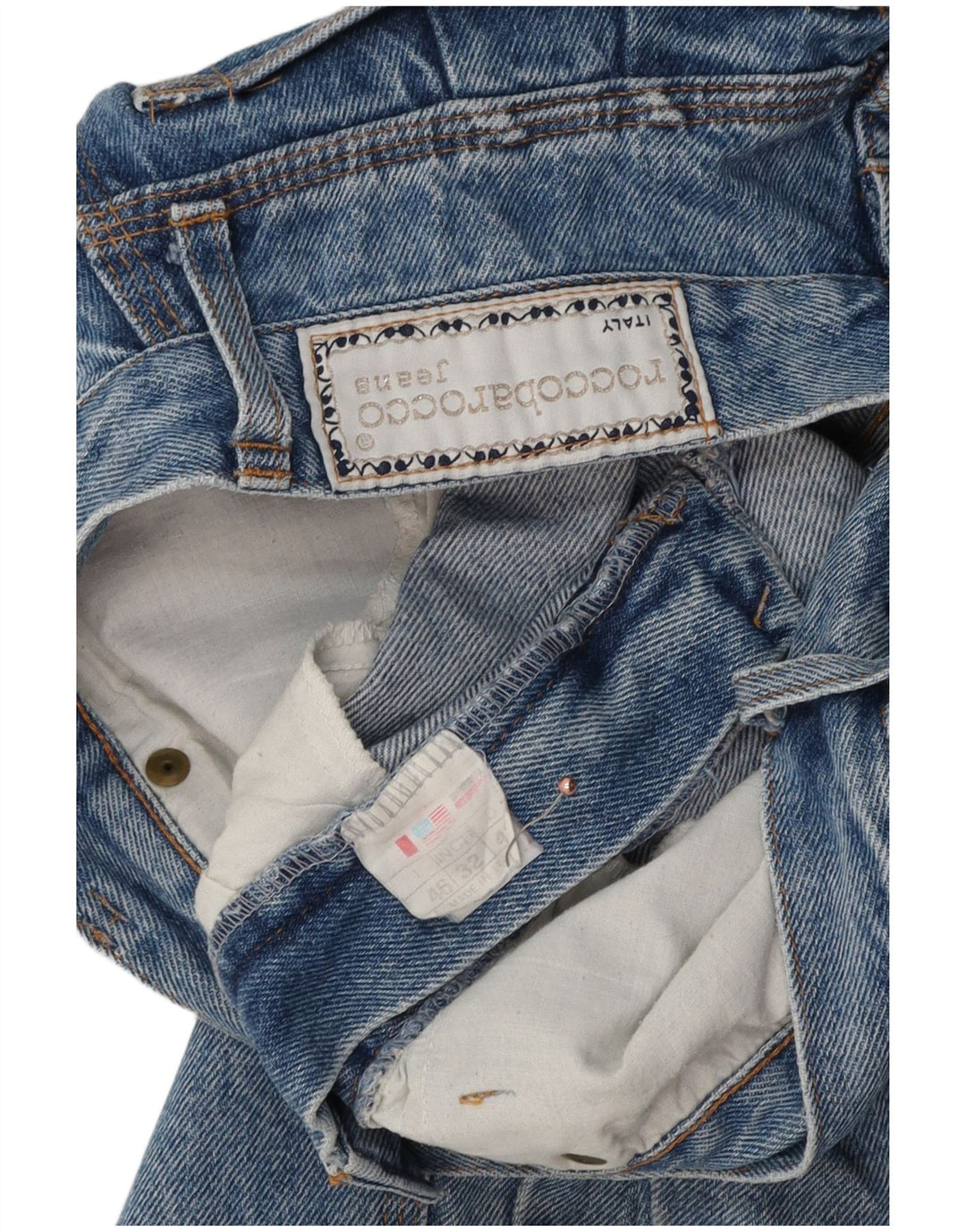 ROCCOBAROCCO Damen Tapered Jeans W32 L27 Blaue Baumwolle