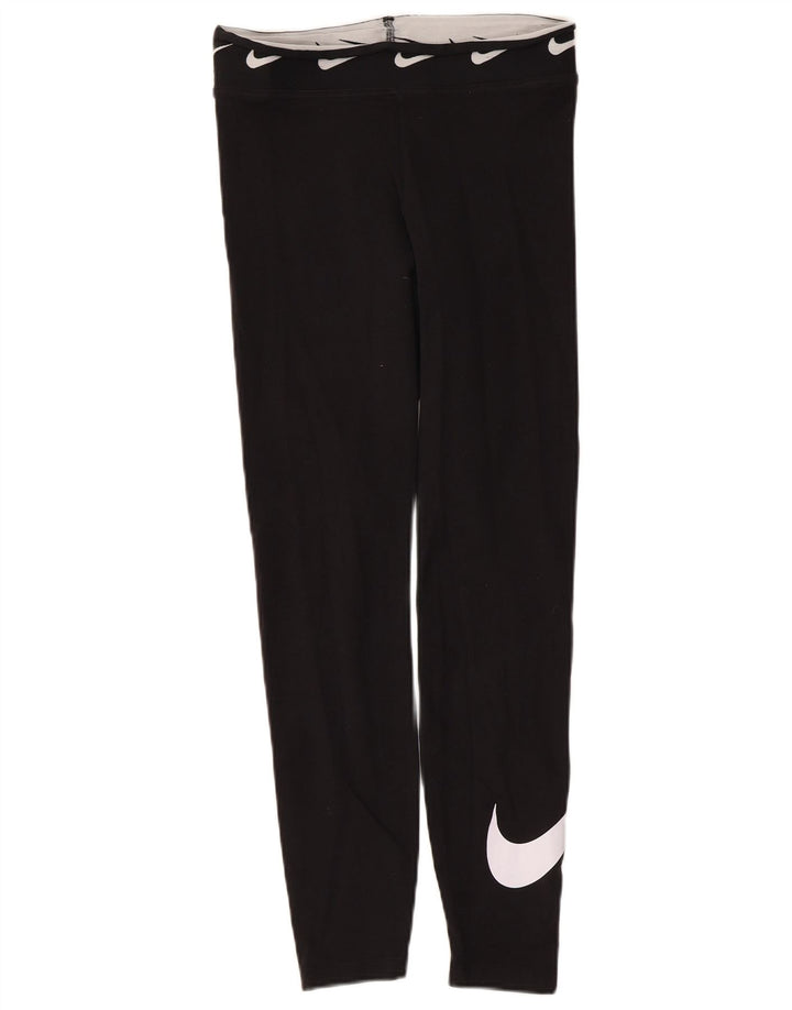 Nike Womens Graphic Leggings UK 10 Small Schwarz Baumwolle