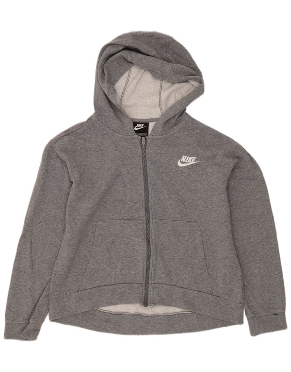 Nike Mädchen-Kapuzenpullover mit Standard-Passform und Reißverschluss, 13–14 Jahre, XL, graue Baumwolle