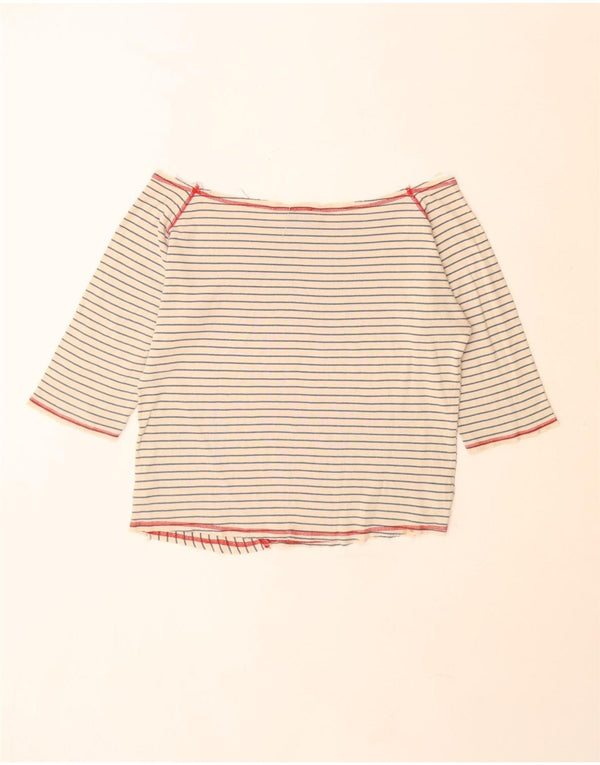 Lee Womens Off Shoulder Top 3/4 Sleeve UK 18 XL Off White Striped