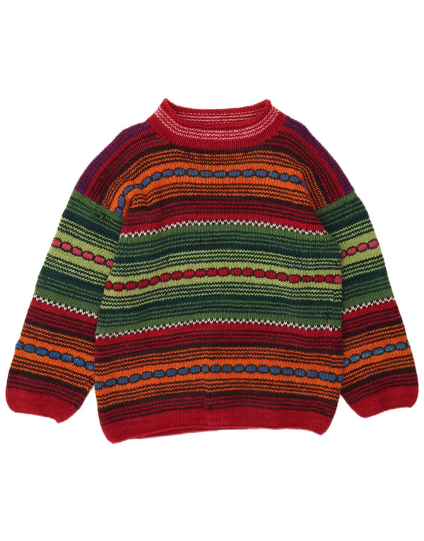 Vintage Damen Pullover mit Rundhalsausschnitt, Gr. 14, groß, mehrfarbig gestreift