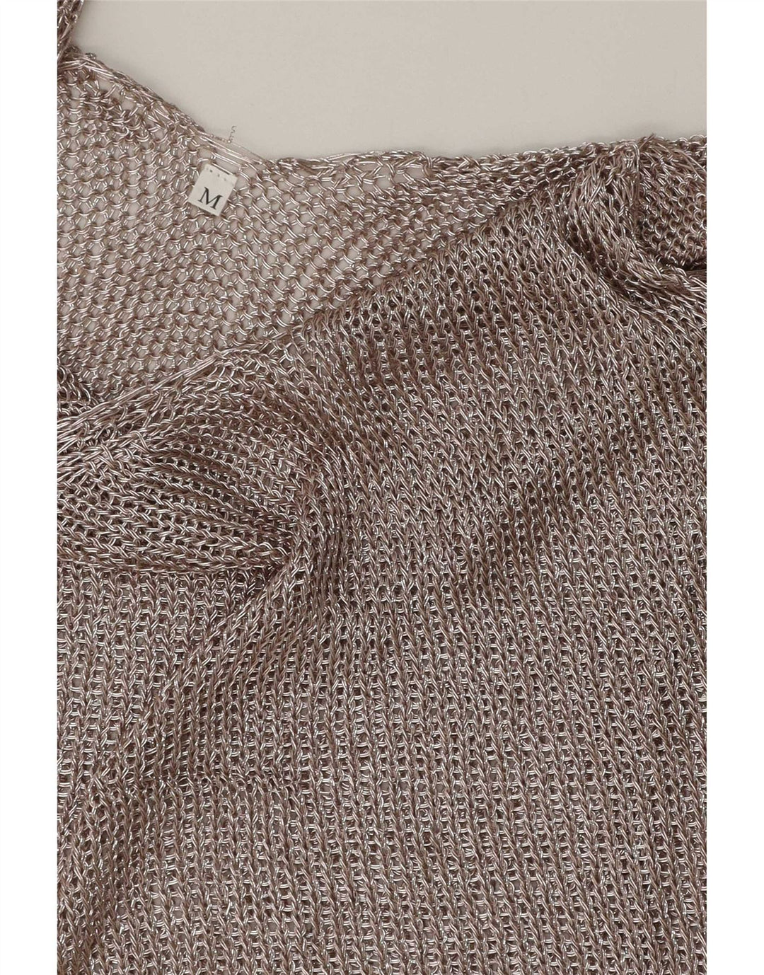 Vintage Damen Häkelweste Top UK 12 Medium Silber