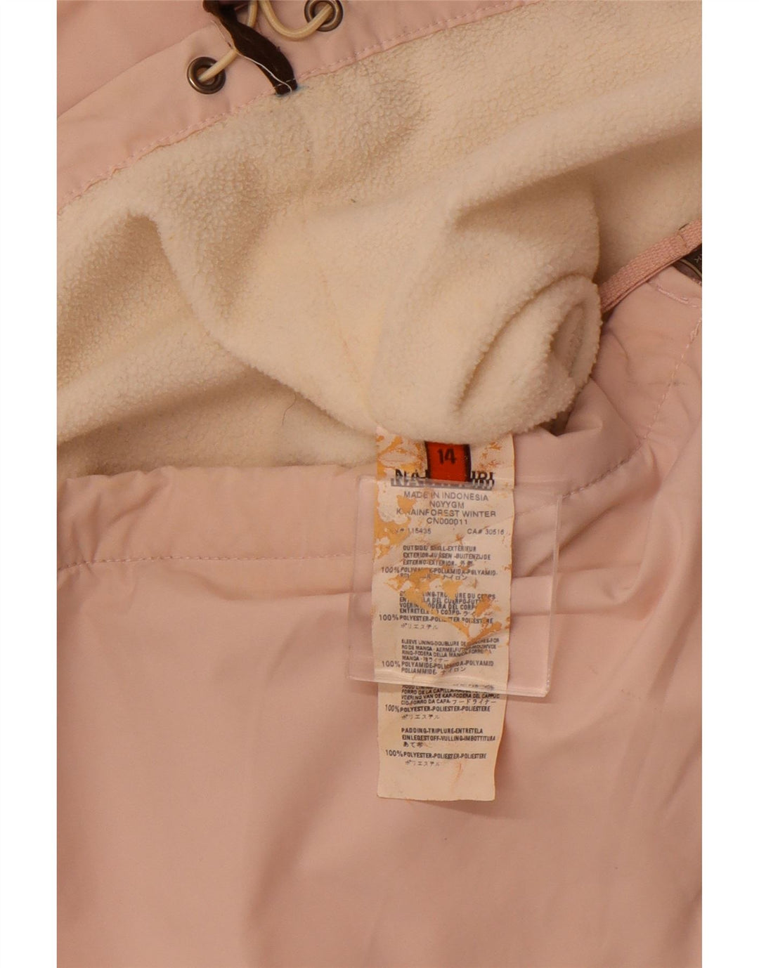 NAPAPIJRI Mädchen-Anorakjacke mit grafischer Kapuze, 13–14 Jahre, rosa Polyester