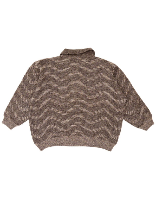 Vintage Herren Rollkragenpullover Pullover UK 18 XL Grau Chevron