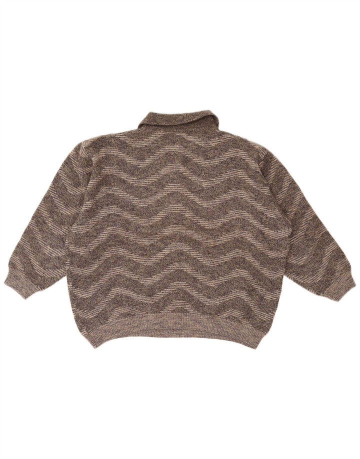 Vintage Herren Rollkragenpullover Pullover UK 18 XL Grau Chevron