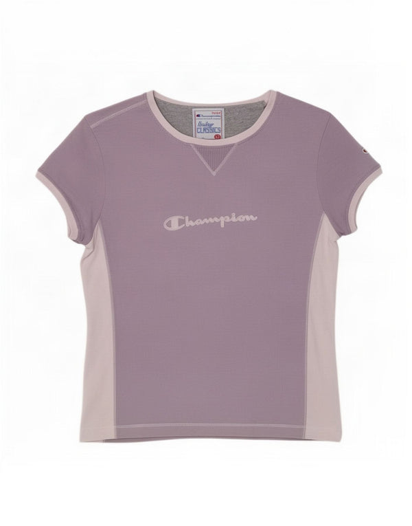 Champion Damen Heritage Classics Graphic T-Shirt Top UK 12 Medium Purple