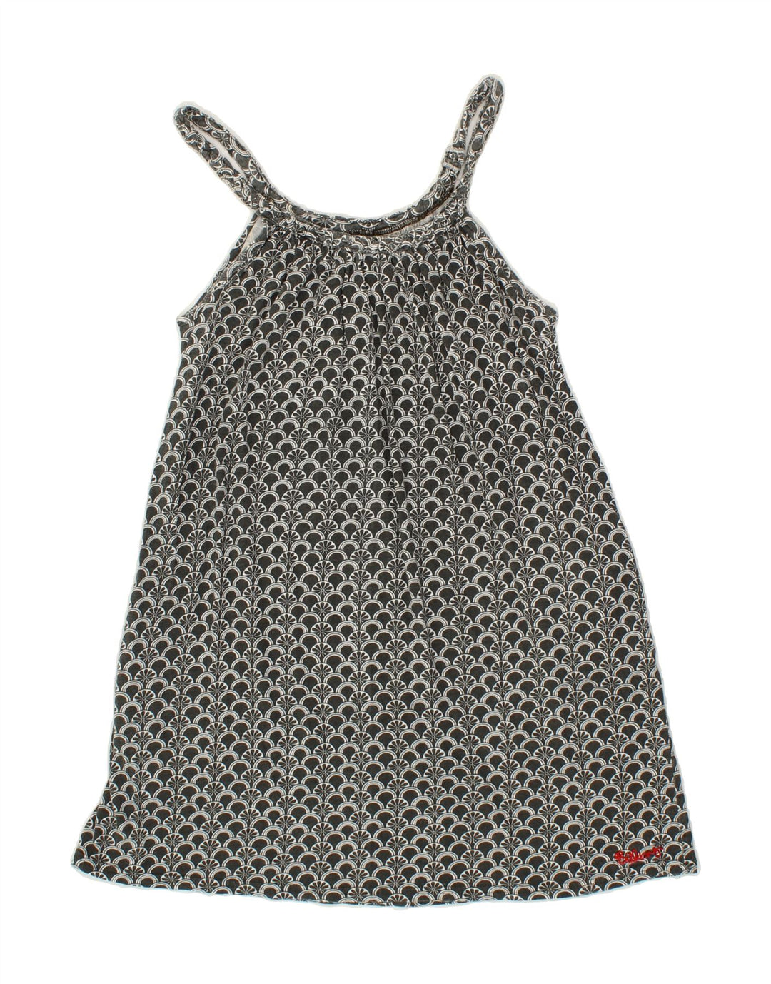 BILLABONG Womens Abstract Pattern Tunic Top UK 8 Small Grey Cotton Vintage Billabong and Second-Hand Billabong from Messina Hembry 