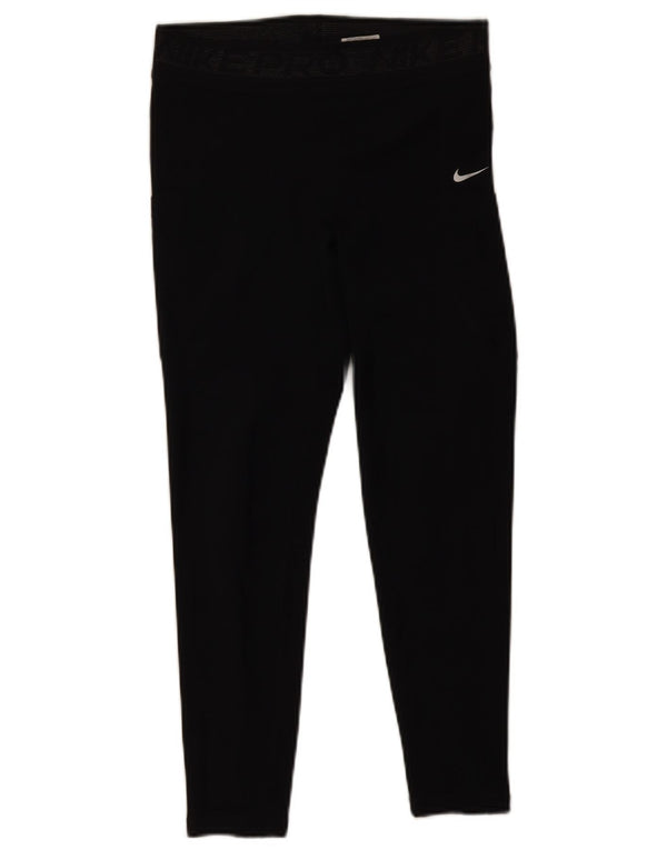 Nike Damen Crop Leggings UK 14 Mittelschwarzes Polyester