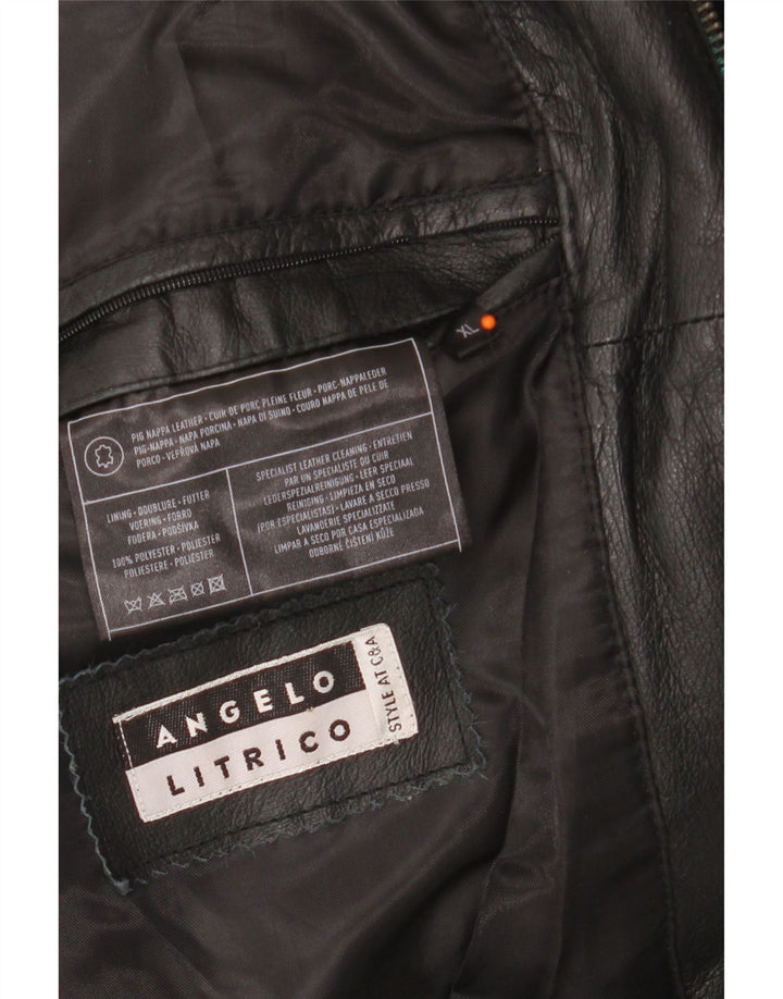 ANGELO LITRICO Herren Lederjacke UK 42 XL Schwarzes Leder