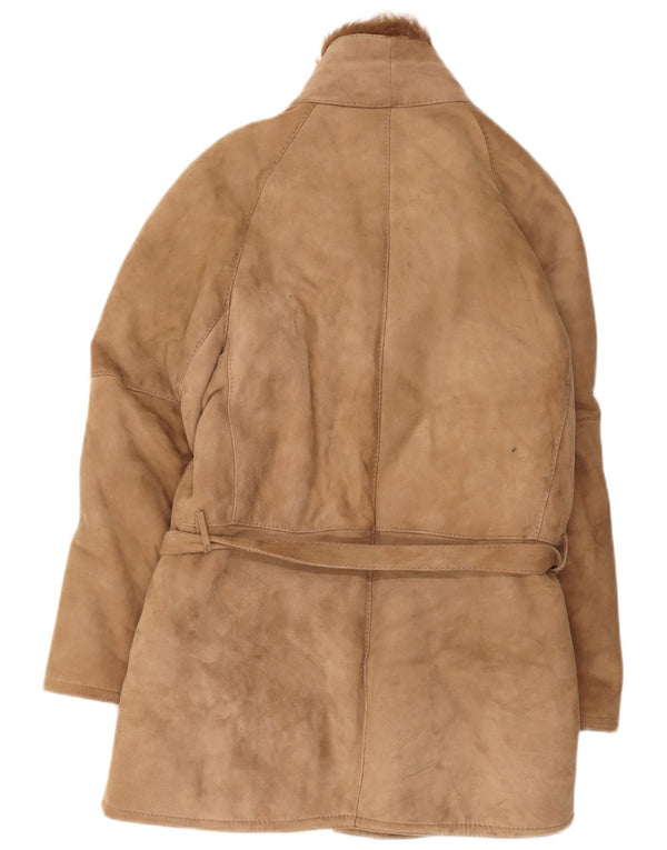 Vintage Herren Shearling Overcoat IT 46 Small Beige