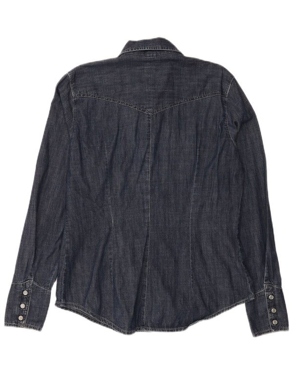 Carrera Damen Jeanshemd UK 16 Large Marineblau Baumwolle