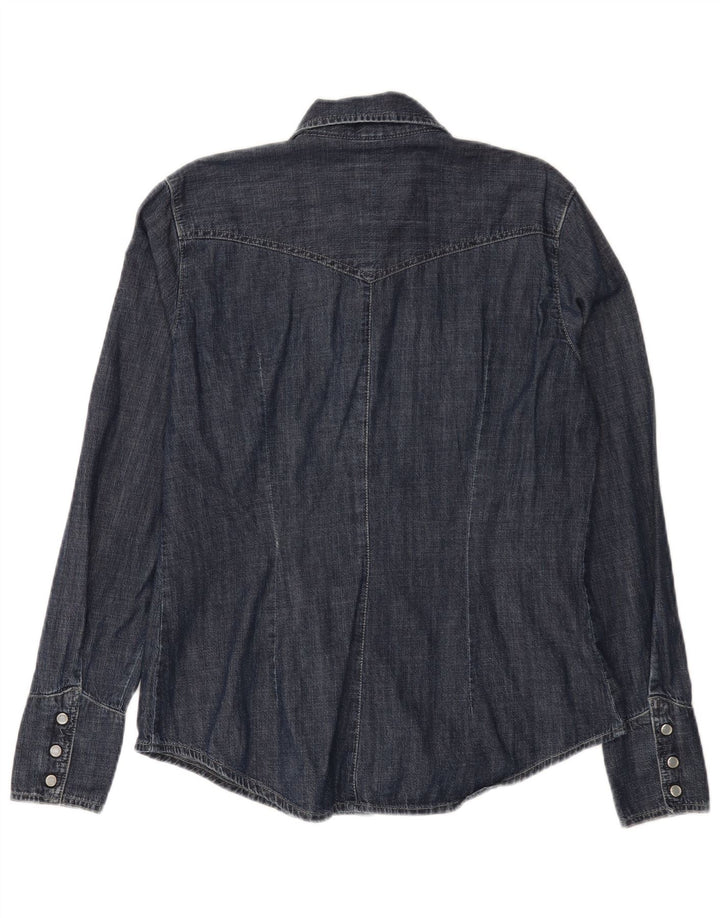 Carrera Damen Jeanshemd UK 16 Large Marineblau Baumwolle