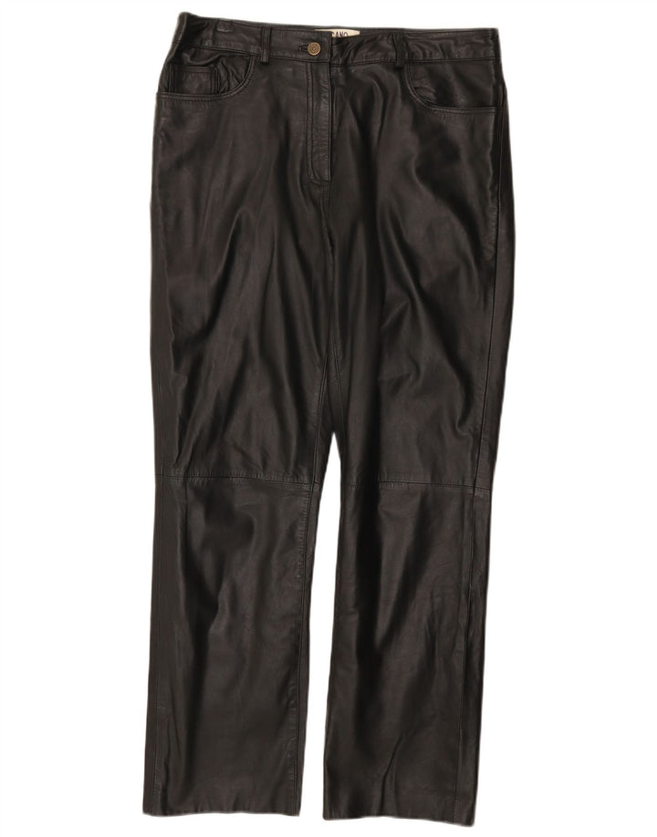 Gerade Lederhose für Damen von Ricano, W34, L30, schwarzes Leder