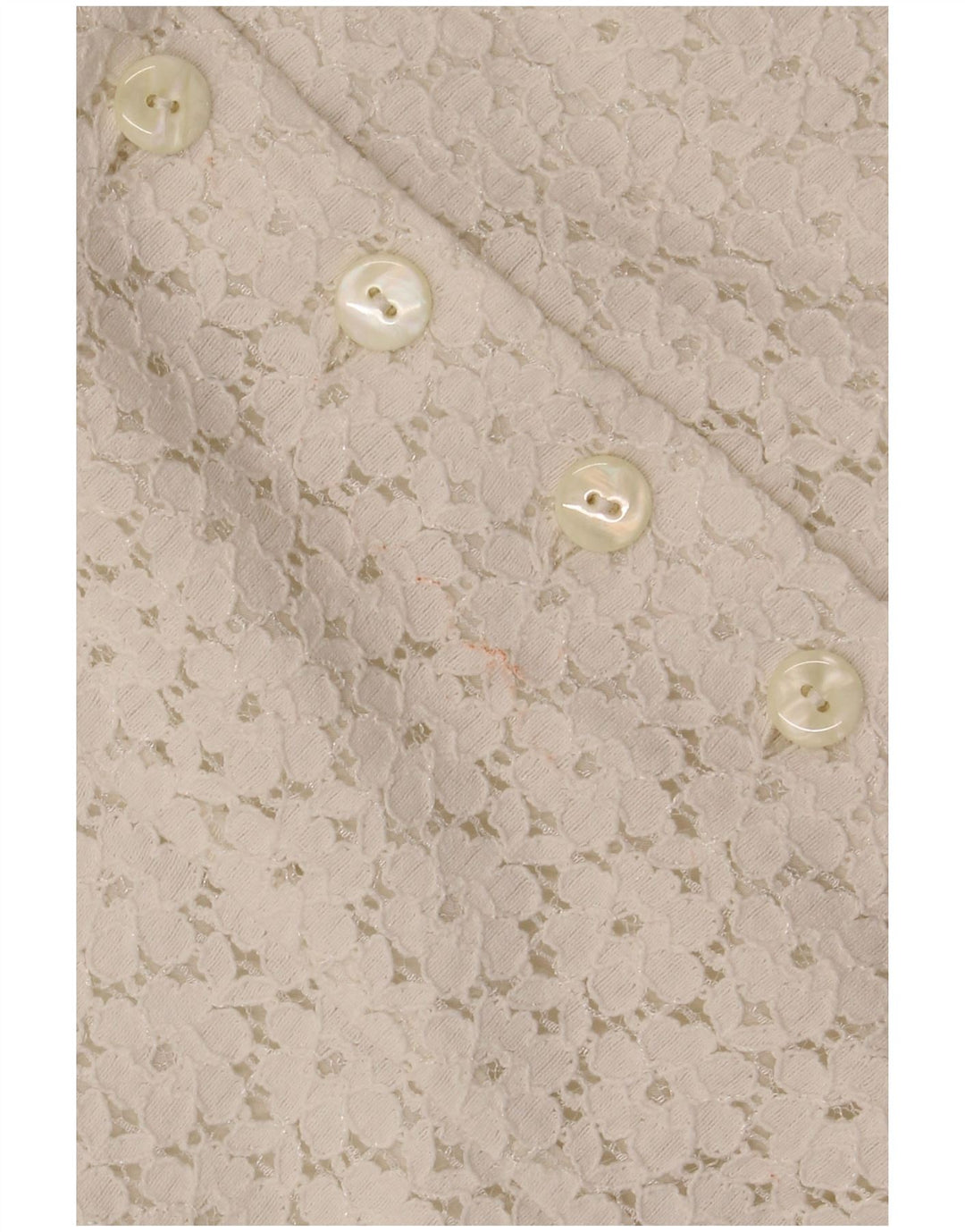 VINTAGE Damen Crop Kurzarm-Hemdbluse IT 46 Large Off White Floral