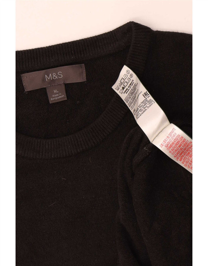 Marks & Spencer Herren-Pullover mit Rundhalsausschnitt, XL, schwarzes Acryl