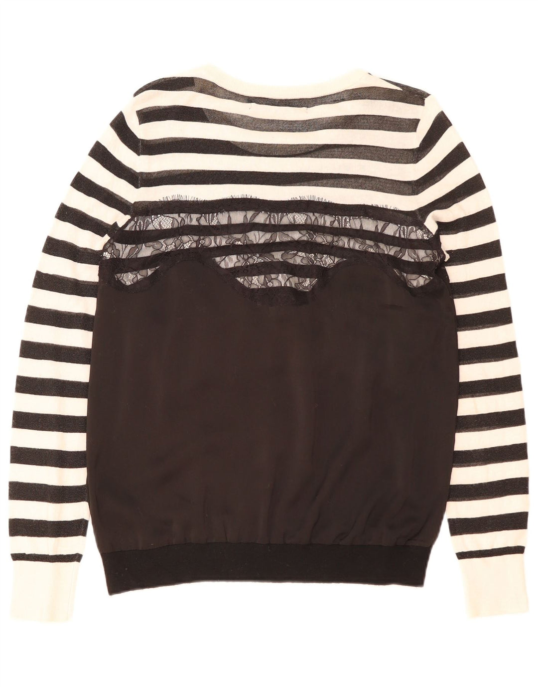 Guess Damen-Pullover mit U-Boot-Ausschnitt, Gr. 8, Größe S, schwarz, gestreift, Polyester