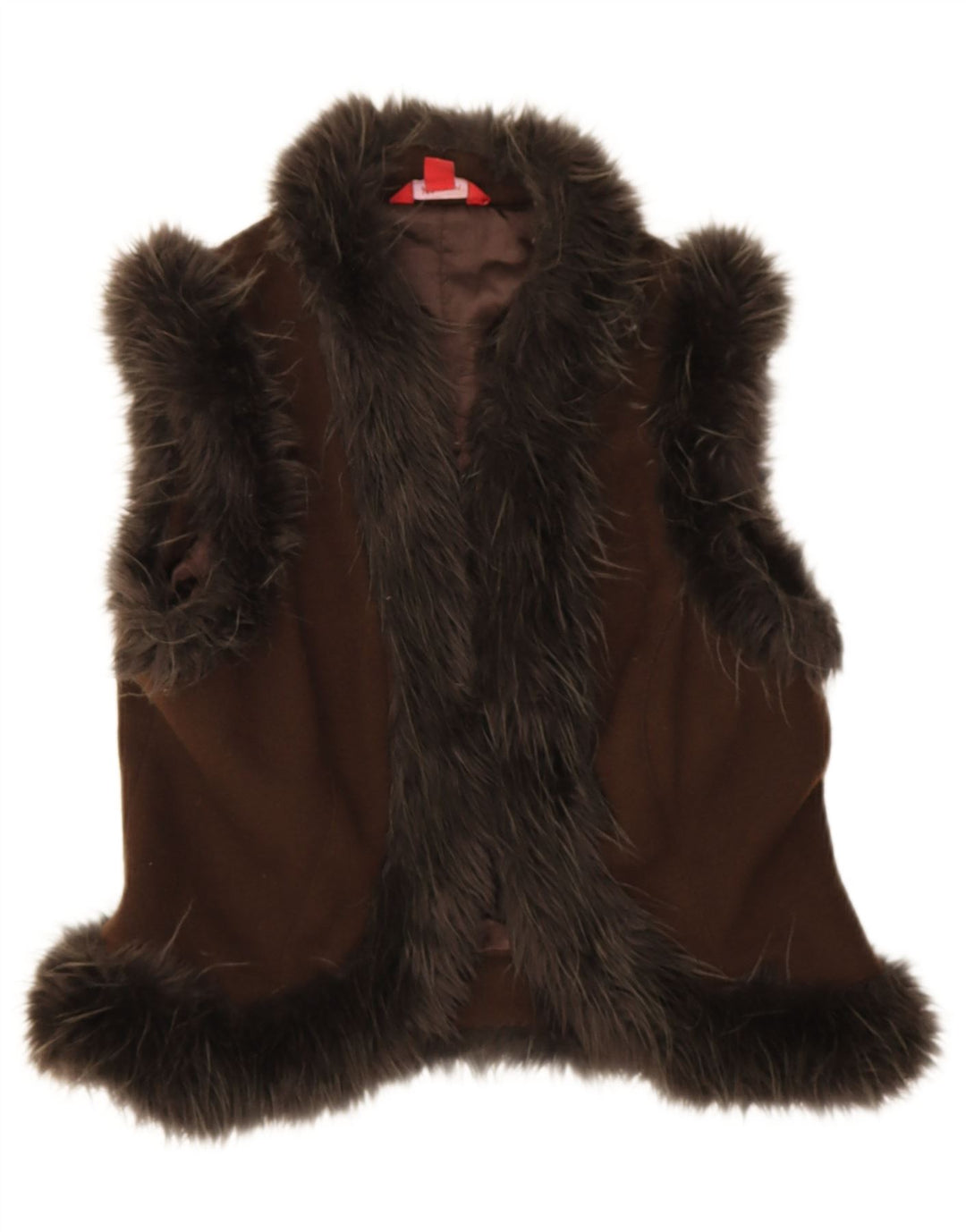 Monsoon Damen Crop Open Gilet UK 12 Mittelbraune Wolle